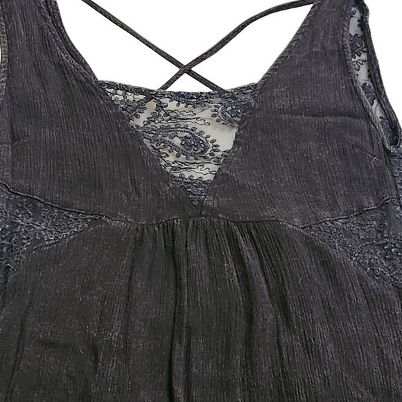 POL Whimsigoth Black Distressed Slip Dress with Lace Cut-Outs Size Small - Picture 7 of 10